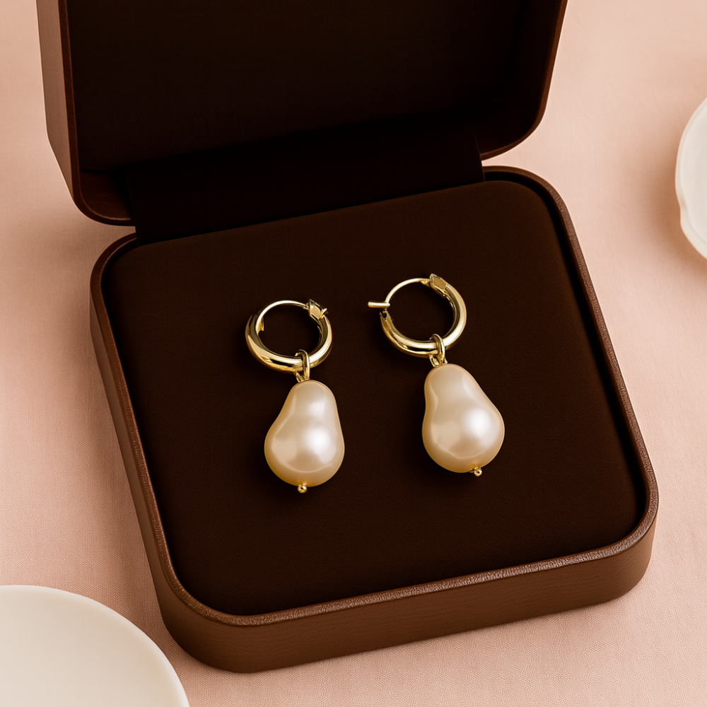 Runda pärlörhängen för kvinnor 0