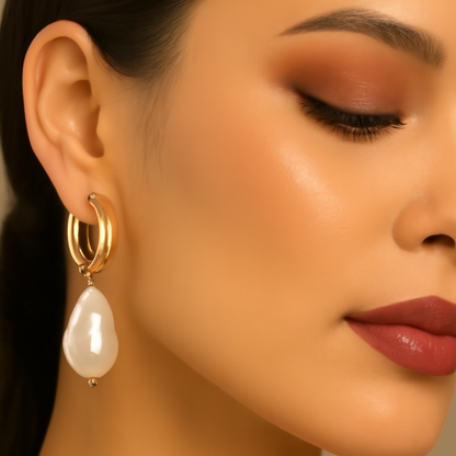 Runda pärlörhängen för kvinnor 2