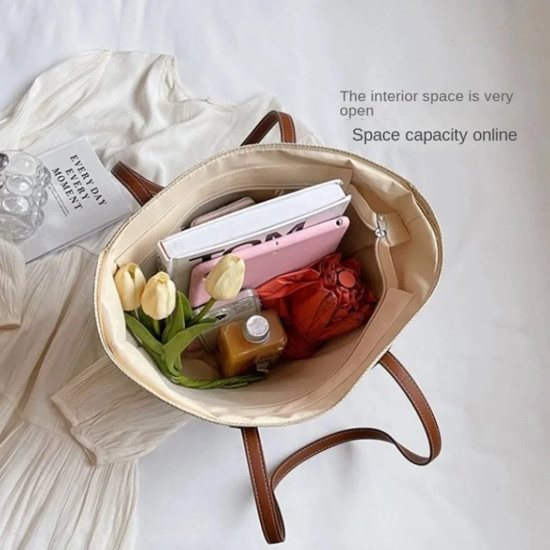 Rymlig axelväska för kvinnor för sommarutflykter 4