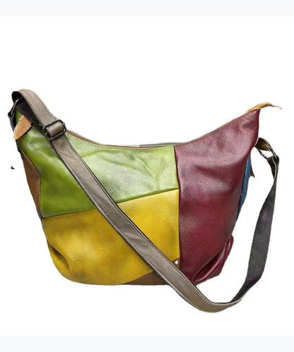 Unisex Elegant Kalvläder Crossbody Väska med Stor Kapacitet