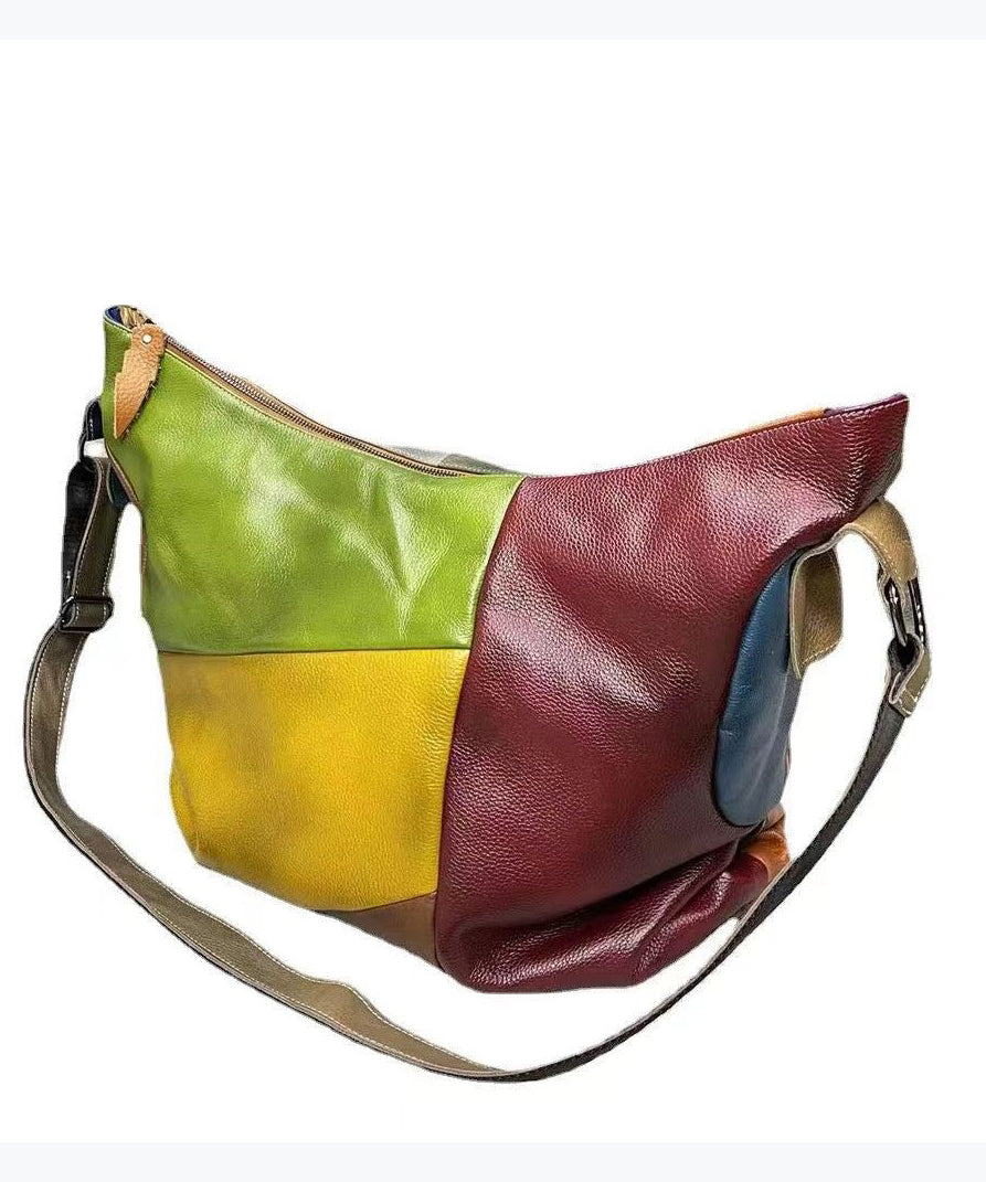 Unisex Elegant Kalvläder Crossbody Väska med Stor Kapacitet