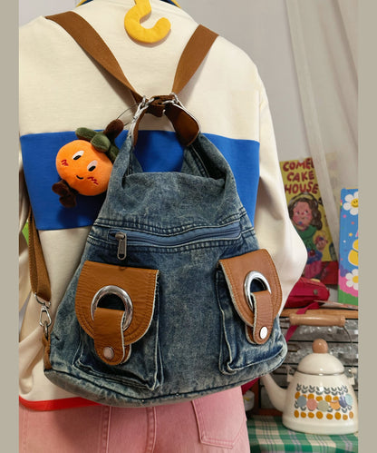 Damernas Modern Denim Crossbody Väska med Hög Kapacitet och Inuti Fickor
