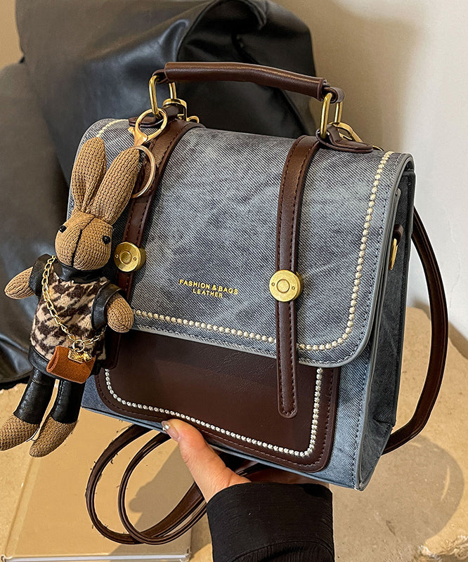 Dam Vintage Slitstark Dukväv Messenger Väska med Lapptäckedesign och Justerbar Axelrem