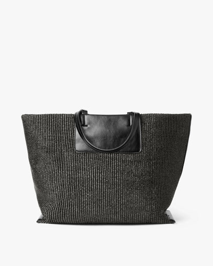 Dam Elegant Flätad Tote Bag med Inre Fickor för Bärbar Dator