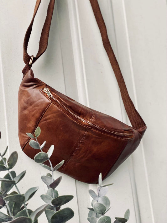 Unisex Praktisk Lammskinn Bumbag med Justerbar Rem och Blixtlåsficka