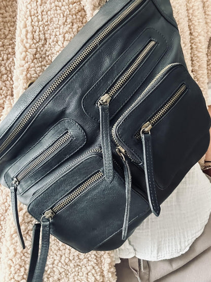 Unisex Cool Leather Bumbag with Zipper