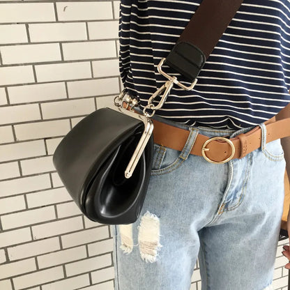 Gabriella - Läppformad Klämstängning Crossbody-Väska med Bred Rem för Dam