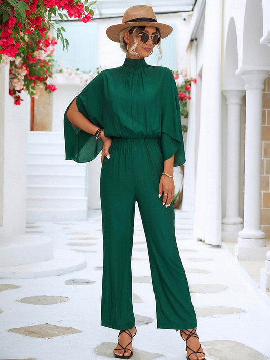 Dam Jumpsuit | Hög Krage | Elastisk Midja
