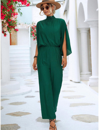 Dam Jumpsuit | Hög Krage | Elastisk Midja