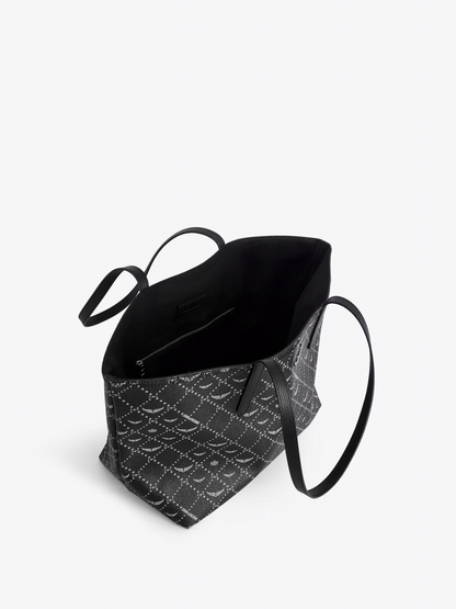 Dam Elegant Belagd Duk Shoppingväska med Inre Blixtlåsficka