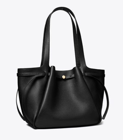 Dam Elegant Mjuk Läder Tote med Djup Dragkedja