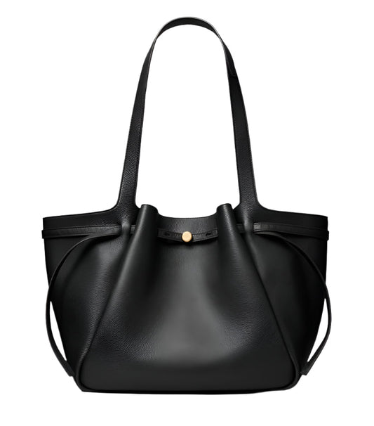 Dam Elegant Mjuk Läder Tote med Djup Dragkedja
