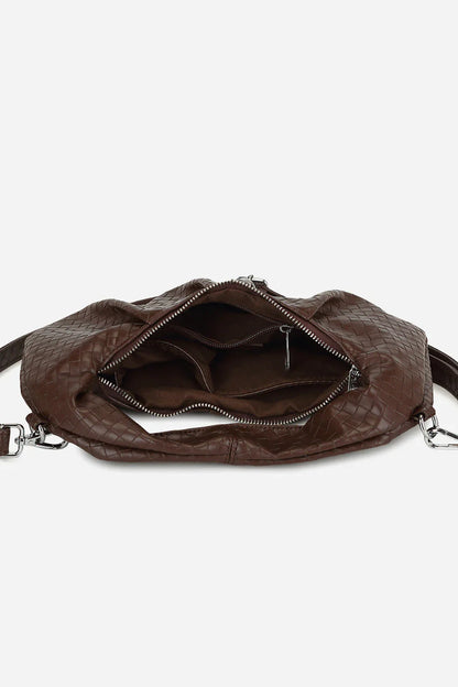 Dam Flätad Polyester Väska med Justerbar Rem och Inre Fickor